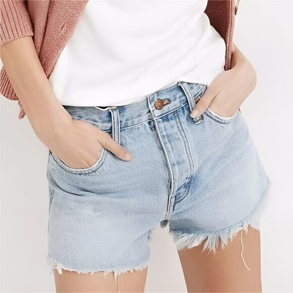Madewell Relaxed Cut Off Denim Shorts Light Wash Blue Size 27 - Picture 1 of 7